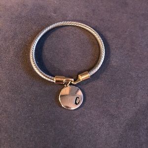 Silver and gold letter C bracelet bangle initial C causal costume fashion fun
